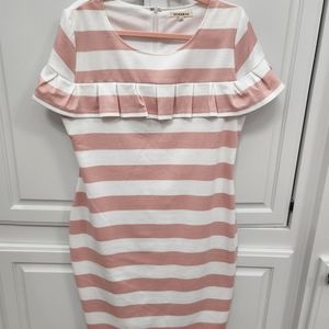 Pink/white striped dress. Size XXL